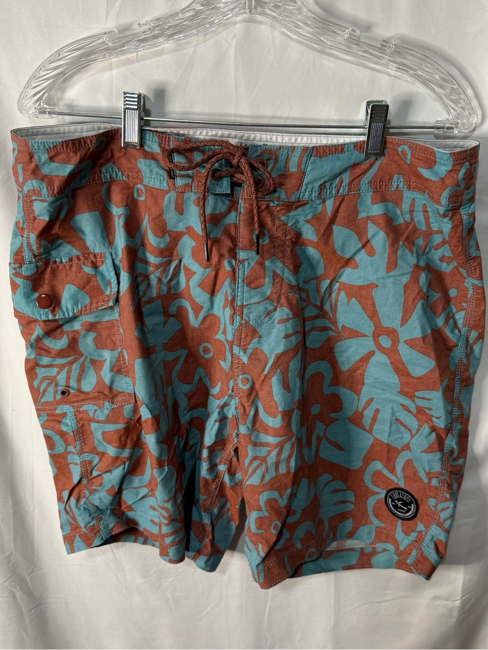 Lost Men's Floral Board Shorts in Teal & Rust